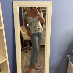 Free People NWT 💙 Floral Babydoll Top XS